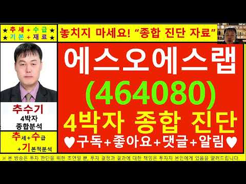 에스오에스랩(464080)종목진단및향후주가전망 추수기(추수)전문가