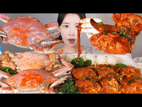 가을엔 숫꽃게🦀🍂 살 가득 꽃게찜과 내장 넣어 만든 꽃게무침 먹방 Steamed crab & Seasoned crab [eating show] mukbang korean food