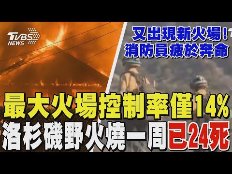 洛杉磯野火燒一周已24死! 最大野火「斷崖大火」控制率僅14% 人手不足加劇災情｜TVBS新聞 @TVBSNEWS02