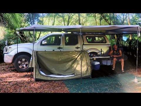 SOLO CAMPING  sleeping in a Swag [ 4WD, Waterfall, Swag, ASMR]