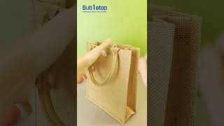 Canvas Burlap Totes Versatile Water-Resistant Jute Bags with Button #jutebag #jutebags