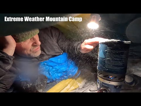 Mountain Camp in Extreme Wind and Snow Storm.  Highest Lake in Wales.  Broken Tent.  Aircraft Wreck.