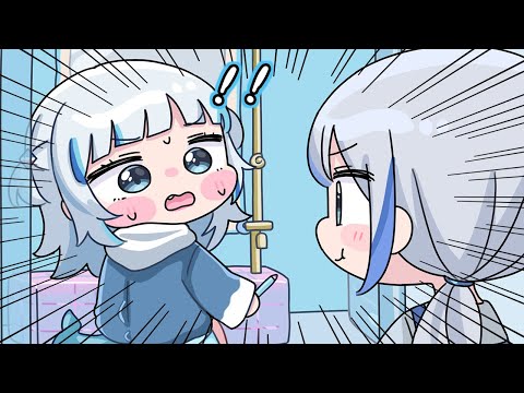 【手描き】隠れてお風呂でメイクしてるところをママに見られ笑われてしまうぐらちゃん【がうるぐら/ホロライブ切り抜き】【切り抜き漫画】