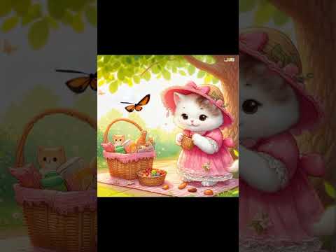 Cute little girl cat go a picnic and play with friends #toocute #cute #ai #cat #cuteanimal #cartoon