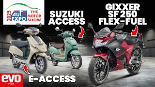 Updated Suzuki Access and Gixxer flex-fuel launched, e-Access unveiled | Auto Expo 2025 | evoIndia