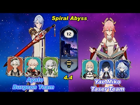 (4.4) C0 Ayato Burgeon  Team & C0 Yae Miko Taser Team Spiral Abyss Floor 12 Full Star