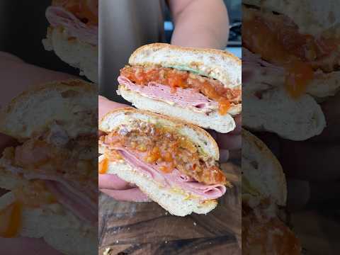 The best fried tomato & mortadella sandwich. #asmr #cooking #recipe