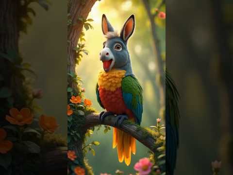 Parrot and donkey hybrid birds #ai #animal #donkey #parrot #hybrid #forest #shorts #animalshorts