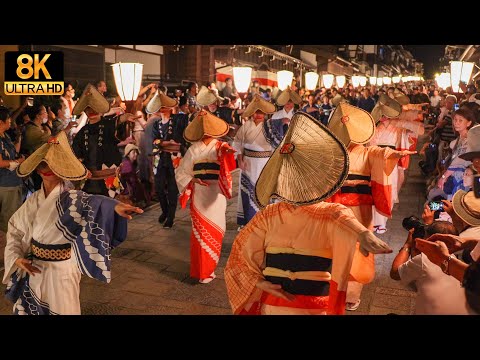 [2023 Owara Kaze no Bon] Fantastic Suwa, night street stroll - JAPAN in 8K