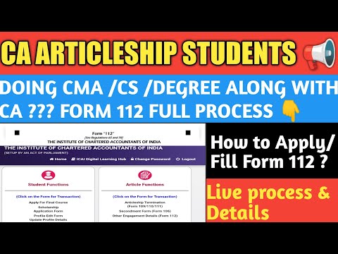 Form 112 Live process CA Articleship | How to fill Form 112 | Form 112 full details and procedure