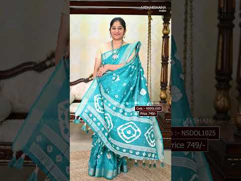 Price: 749/- | Code:- NSDOL1025 | Semi Dola with Zari Butta Saree | #semidolasaree #semidola