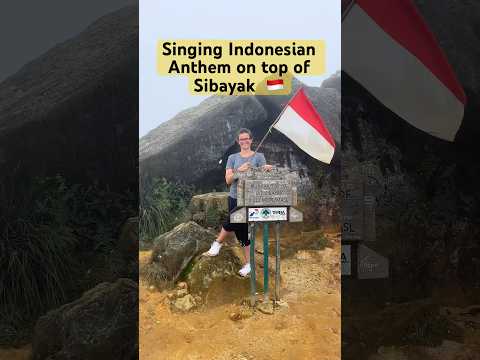 Singing INDONESIAN Anthem On Top Of A Volcano 🌋 #shorts #nationalanthem #trending #travel