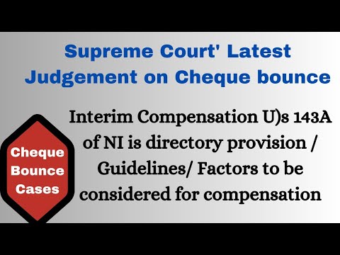 #supremecourt #latestjudgement Interim Compensation U/s 143A/ Cheque bounce case/Guidline/Factors