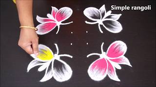 Butterfly rangoli design with 6x4 dots | Simple kolangal | pattampoochi kolam | Muggulu with dots