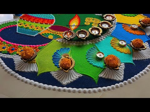 Beautiful Diwali Rangoli designs | Satisfying video | Big Deepawali rangoli design