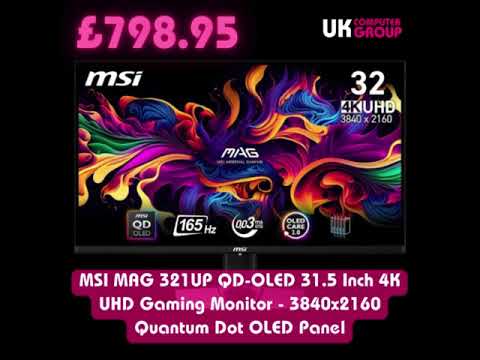 MSI MAG 321UP QD-OLED 31.5 Inch 4K UHD Gaming Monitor - 3840x2160 Quantum Dot OLED Panel £798.95 👇🔥🔥