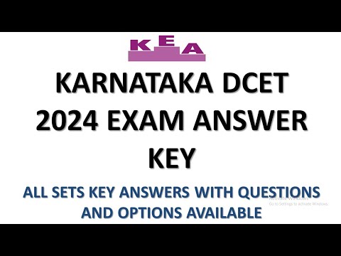 DCET 2024 KEY ANSWERS|KARNATAKA DCET ANSWER KEY 2024|All Version KEY ANSWERS With Options Available