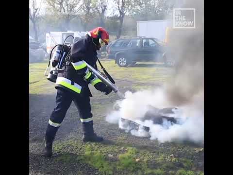 Firefighting shotgun blasts out flames