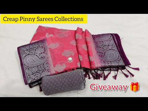 🎉Multiple Available (20.11.2024) Creap Pinny & Fancy sarees collection /Giveaway 🎁