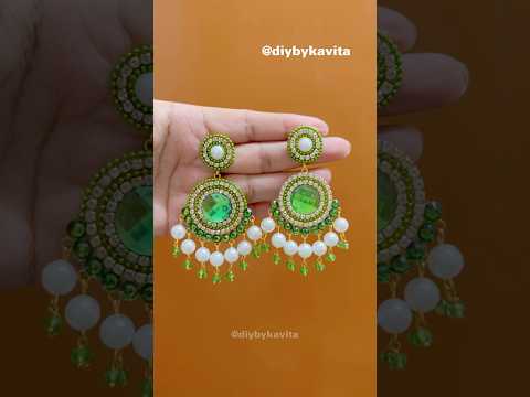 Diy new kundan earrings🍀 #handmade #diy#earrings#trending#shorts#yt #youtubeshorts