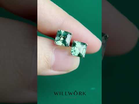 Green Sapphire Earrings: Light's Playful Dance #GreenSapphire #Earrings #WillworkJewelry