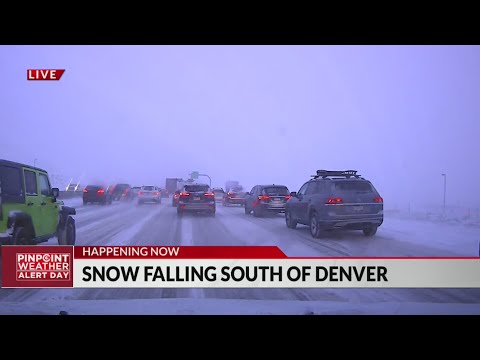 Heavy snow falling south of Denver