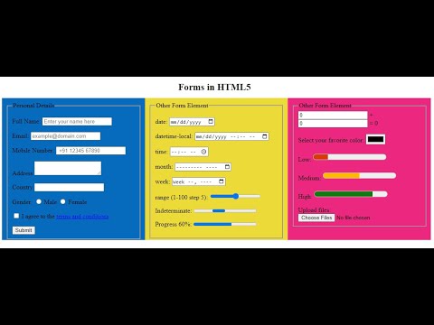 Design a web page with a form that uses all types of controls || FYBSC - IT Practical || HTML5 FORM