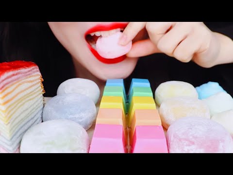 ASMR Rainbow Crepe Cake, Chocolate, Rice Cakes Eating Vlog, Mukbang @Jane_asmr