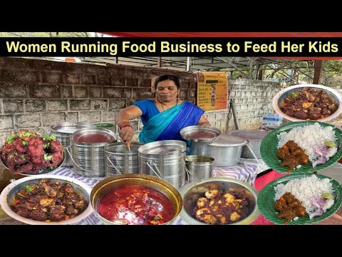 Cheapest Roadside Unlimited Non Veg Meals | Hard Working Women Selling Street Food #auntymeals