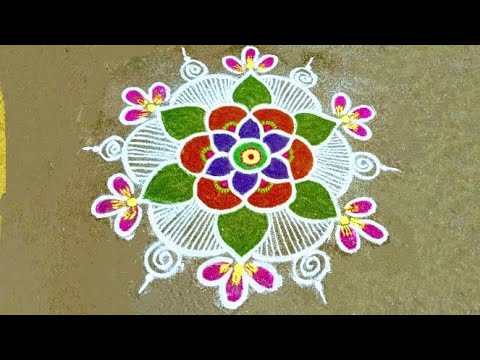 New year special flower kolam by laks rangoli designs