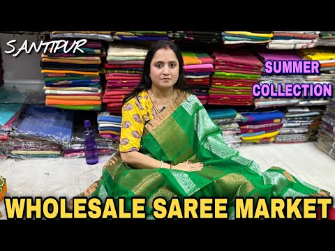 summer special, khadi, cotton silk, Resham Saree hand print manufacturing in santipur