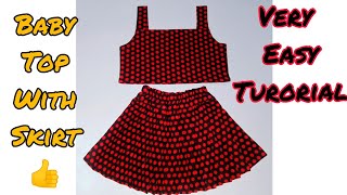 Baby Top With Skirt Cutting and Stitching| Top Cutting and Stitching| Skirt Cutting and Stitching