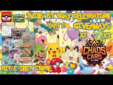 🔴Live🔴Celebrating Twins 1st Birthday with double Pokémon card giveaways | Rip & Ship | Part 2