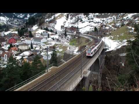 Bahnverkehr in Wassen und Airolo am 08.02.2014 "TiLo FLIRT"