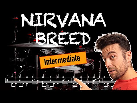 Nirvana - Breed - Drum cover (with scrolling drum score)