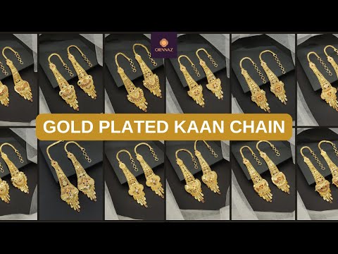 1 Gram Gold Plated Earrings with Ear Chain Online Shopping - Gold Plated Earrings Kaan Chain