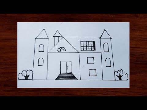 House easy drawing 💫 ll step by step ll Get 5x views 🥰.