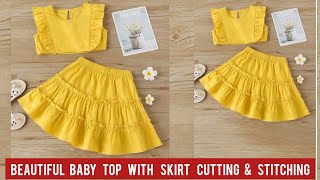 Baby Top With Skirt Cutting and Stitching/Baby Dress design