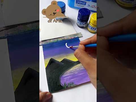 Amazing easy scenery painting💕 #shorts #shortvideo #art #painting #tutorial #love #subscribe