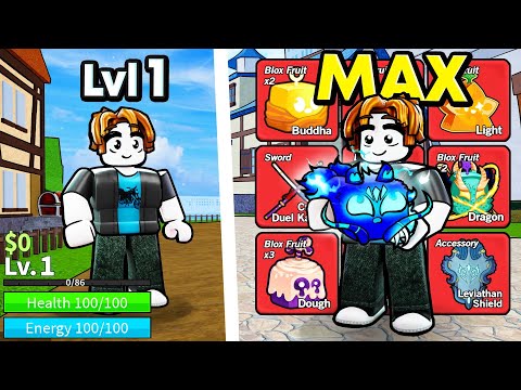 Lvl 1 Noob To MAX For 24 Hours In Blox Fruits (Roblox)