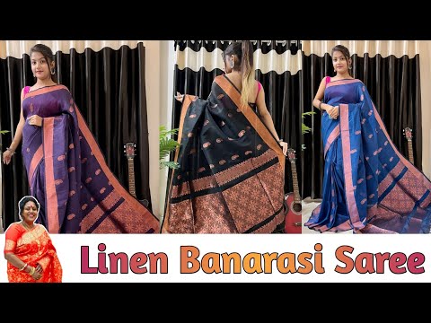 Khadi Linen Banarasi Saree | Very Soft & Light Weight Saree