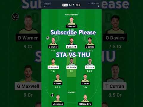 STA vs THU Dream11 Prediction | STA vs THU Dream11 | Melbourne Stars vs Sydney Thunder BBL 2024 |