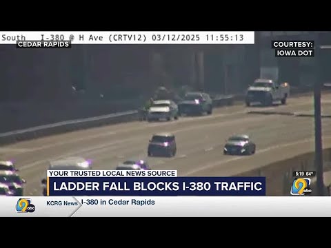 Two vehicles hit ladder that fell from truck on I-380 in Cedar Rapids