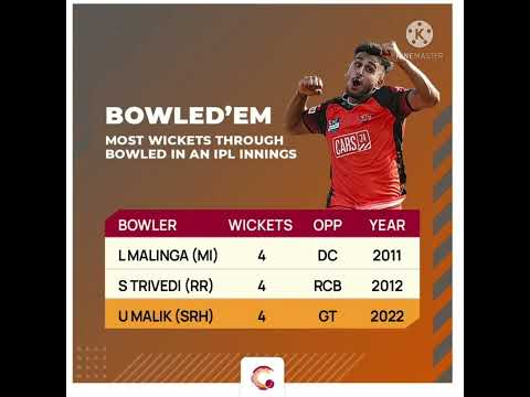 most wickets through bowled in an ipl innings|Umran Malik bowling spell |umran Malik fastestdelivery