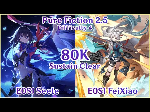 NEW 2.5 Pure Fiction 4 - E0S1 Seele x E0S1 Feixiao 80K Max Score Sustain Clear | Honkai Star Rail