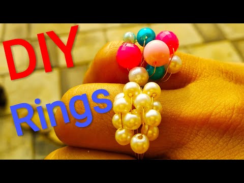 DIY Finger Ring | Pearl Rings Making DIY | How To Make At Home | Jewellery Making | Shabna's Designs