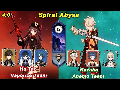 (4.0) C0 Hu Tao Vaporize & C0 Kazuha Anemo Team Spiral Abyss Floor 12 Full Star - F2P