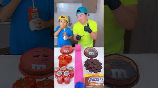 M&M's red foods vs chocolate foods ice cream challenge!🍨 #funny #shorts by Ethan Funny Family