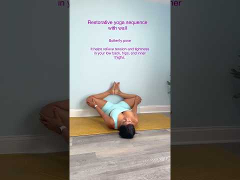 Restorative yoga sequence with wall #yoga #beach #suryanamaskaryogaforweightloss #motivation