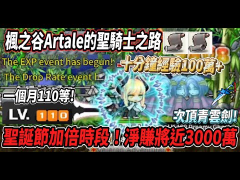 【楓之谷Artale的聖騎士之路26】聖誕節加倍時段來啦！10分鐘經驗100萬以上🤯直接淨賺將近3000萬🔥一個月來到了１１０等💪【Rui】